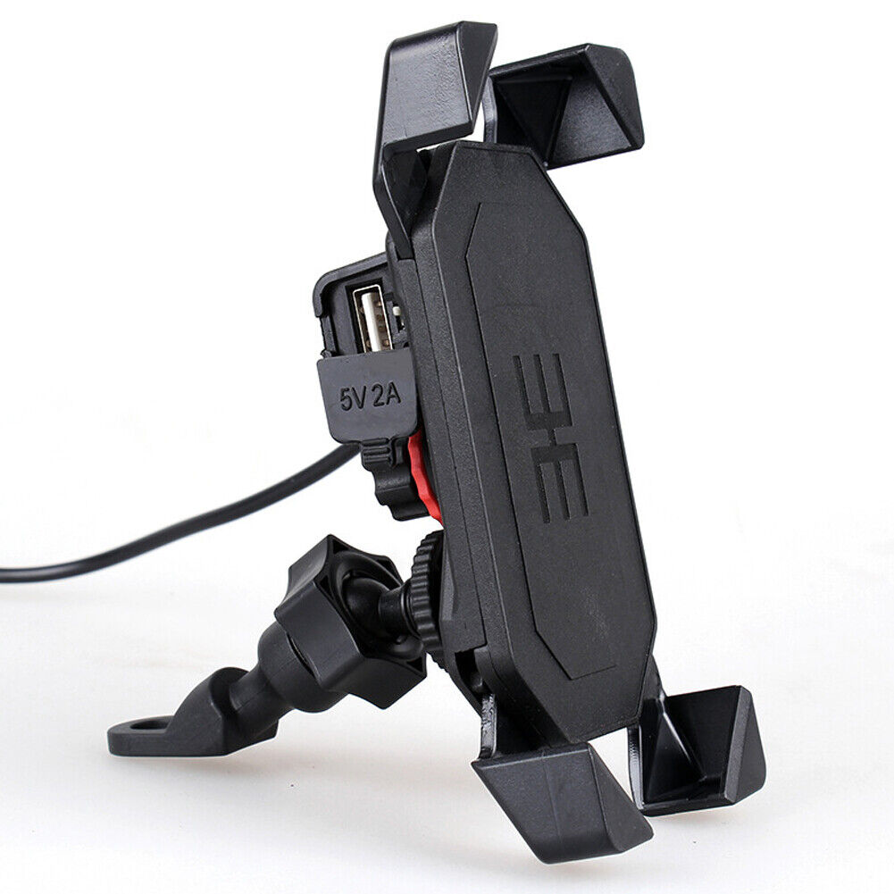 US Motorcycle Bike ATV Cell Phone GPS Handlebar Mirror Mount Holder USB Charger