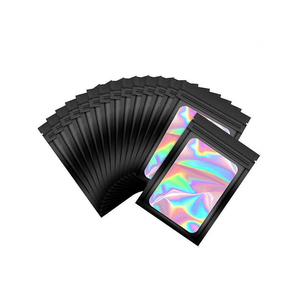 US 100-200 Pcs Smell Proof Mylar Bag Holographic Resealable Foil Pouch 4x6''