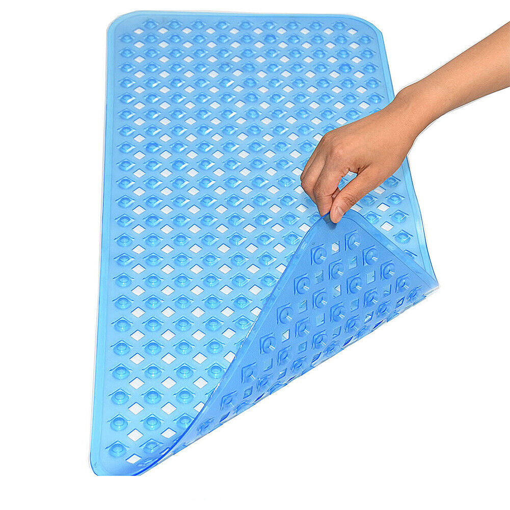 US 34.64x15.74'' Extra Long Non-Slip Bath Tub Mat Drain Hole Shower Foot Massage