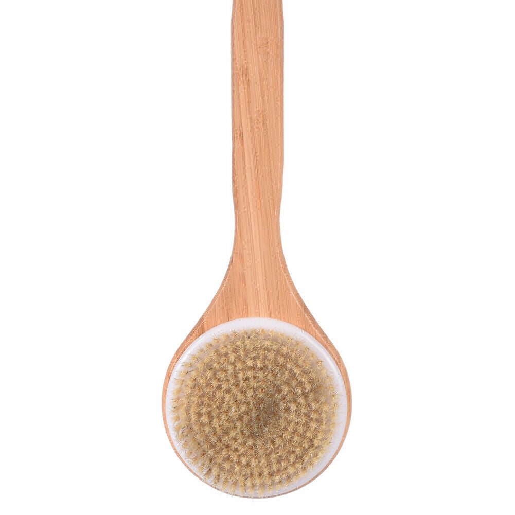 US 1-2 Natural Bristle Wooden Bath Shower Brush Spa Back Body Dry Skin Scrubber