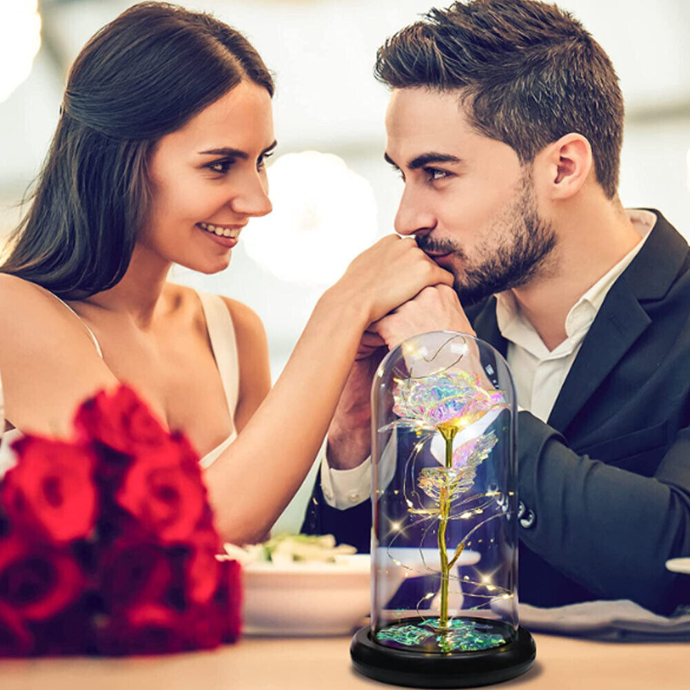US Rose LED Light Glass Gifts for Wife Women Her Christmas Girlfriend Birthday