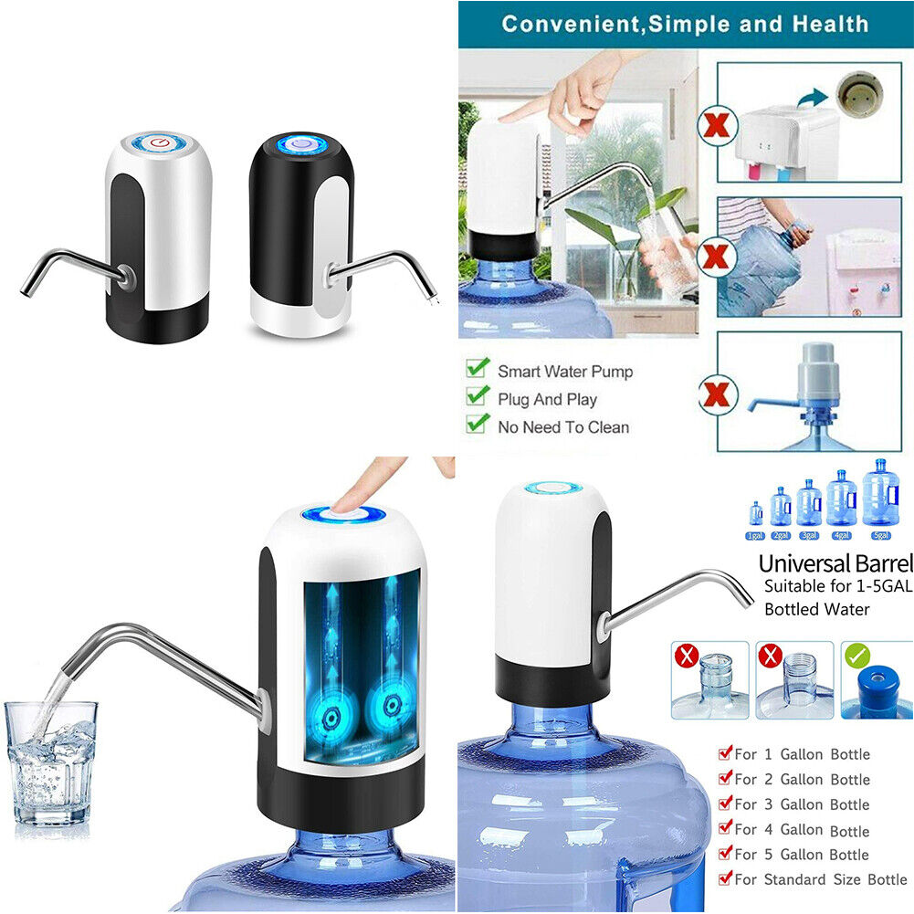 US 2-4 Pack Electric Water Bottle Pump USB Charging Automatic 5 Gallon Dispenser