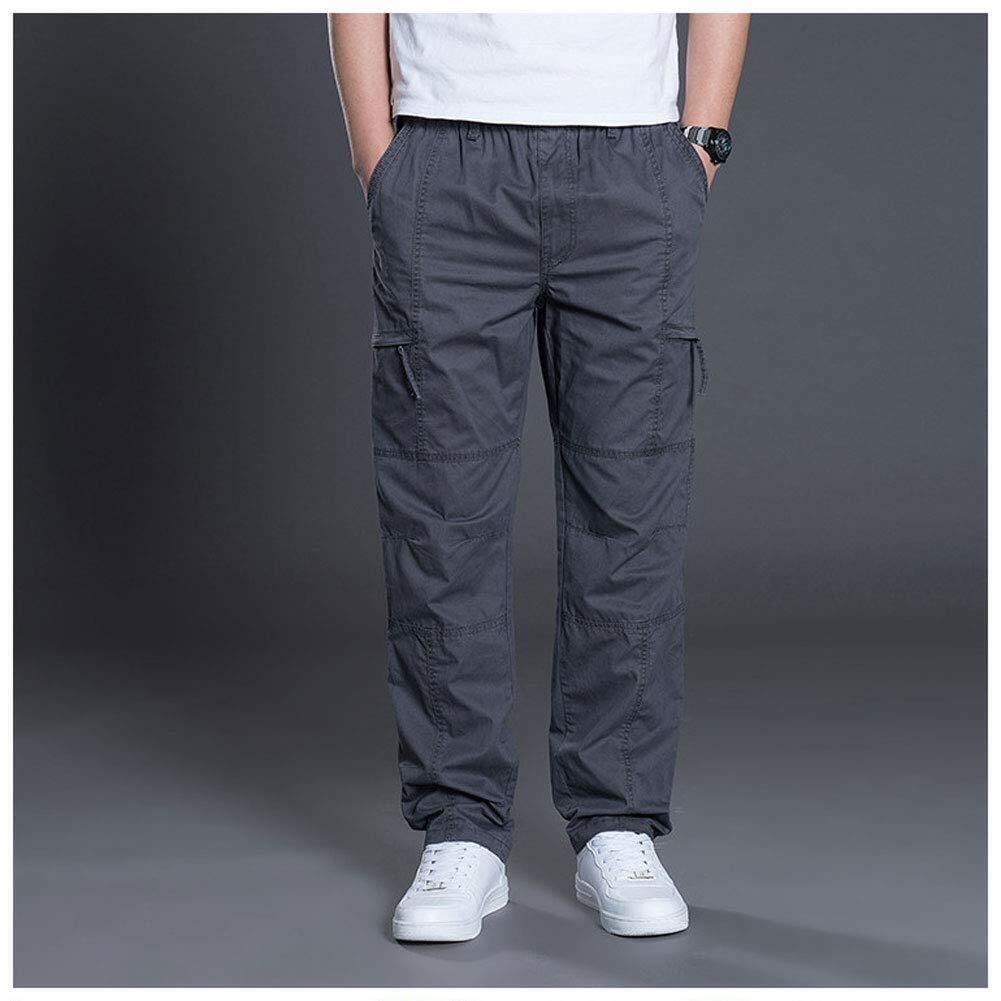 Men's Full Elastic Waist Loose Fit Pants Workwear Pull On Cargo Pants