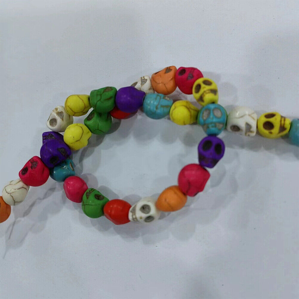 US Howlite Skull Beads Dyed Skull Shaped Beads - Available in 8mm 10mm 18mm