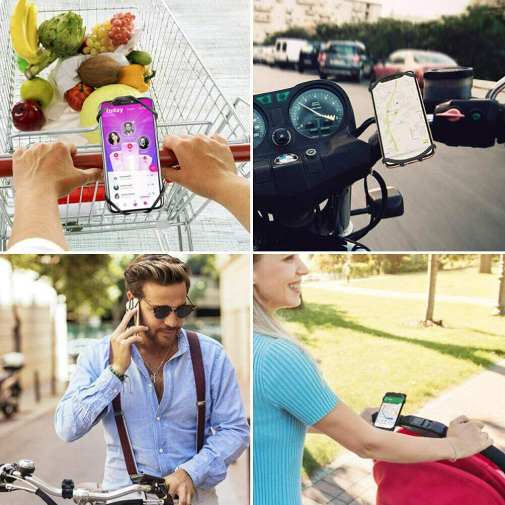 US 1-2 Pack Silicone Cell Phone Mount Holder GPS MTB Bike Bicycle 360 Rotation