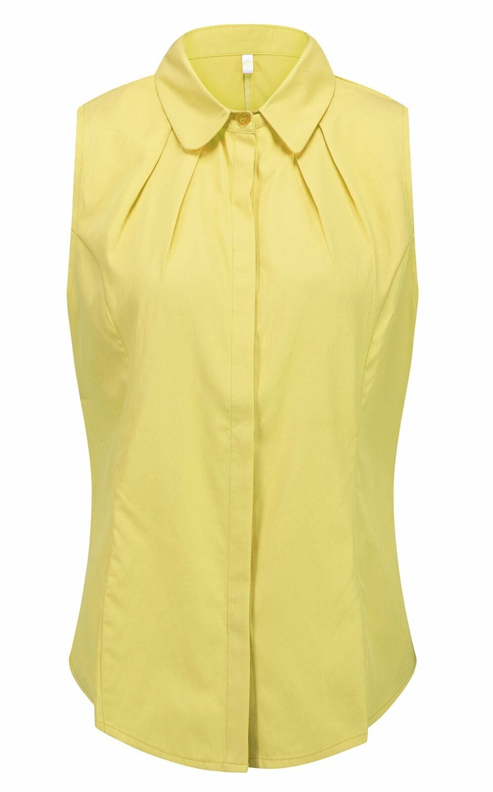 Women's Cotton Sleeveless Button Down Shirt Collared Pleated Blouse