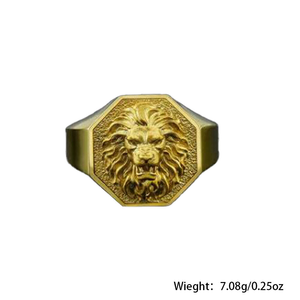 US 2-4 Pack Men Gold Plated Stainless Steel Lion Head of Judah Ring