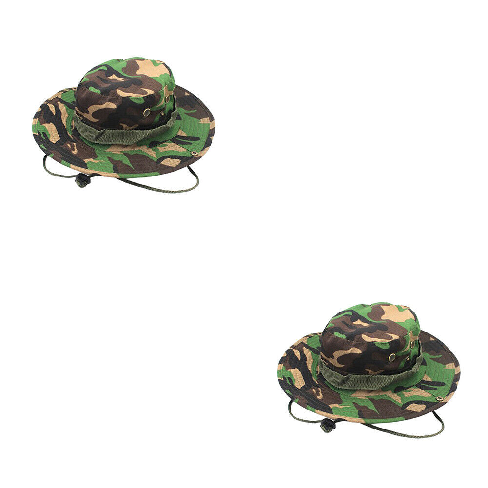 US 1-2 Pcs Boonie Bucket Hats Outdoor Fishing Hunting Wide Brim Mesh Camo Safari