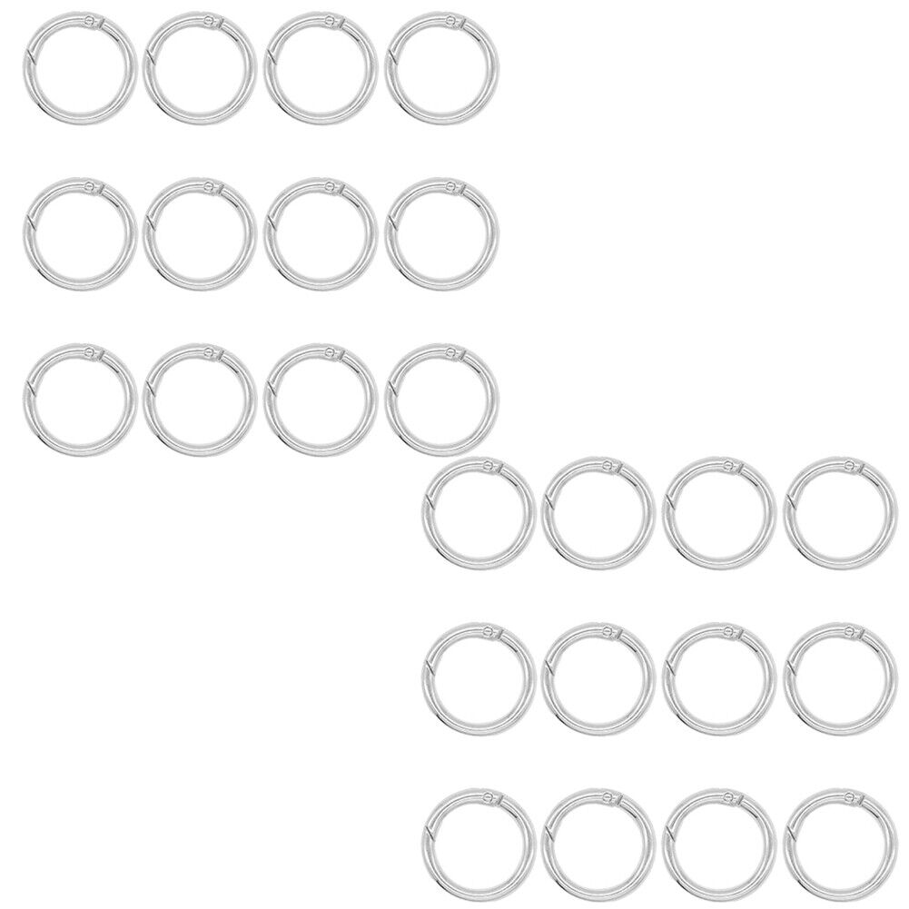 US 12-24Pc Spring O Rings Round Carabiner Snap Clip 28MM Zinc Alloy Round Key