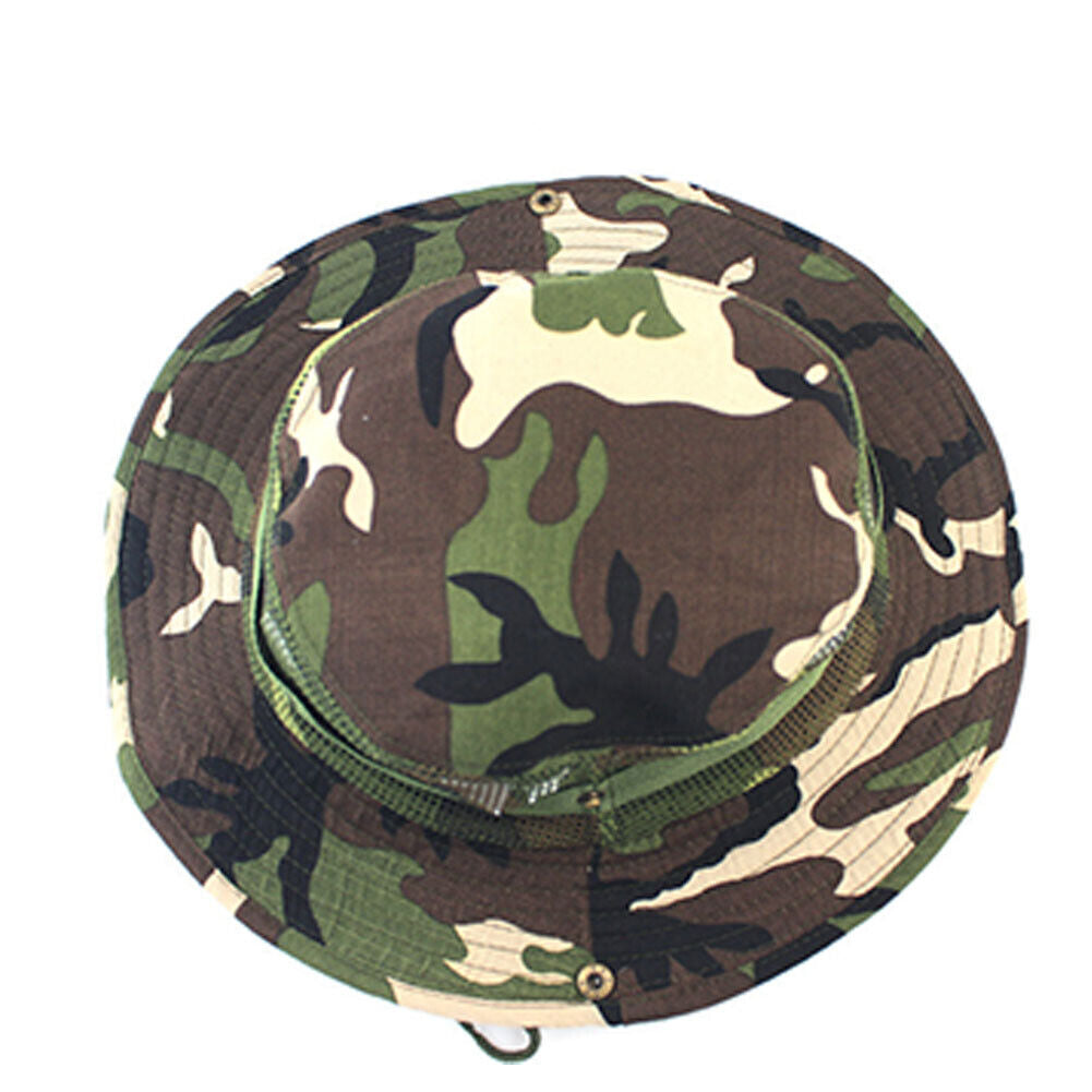 US 1-2 Pcs Boonie Bucket Hats Outdoor Fishing Hunting Wide Brim Mesh Camo Safari