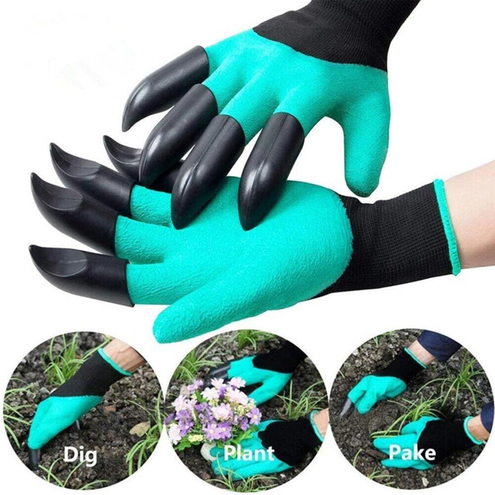 US 2-4Pairs Gardening Digging Planting Pruning Tools 4 Claws Garden Genie Gloves