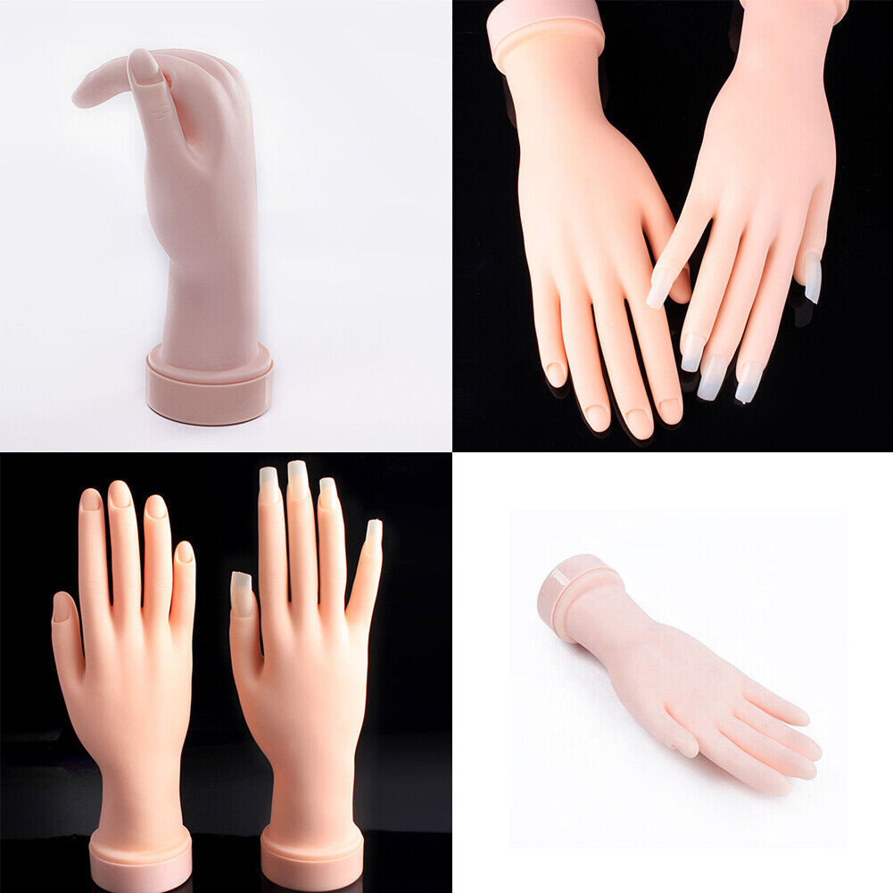 US 1-2 Pcs Flexible Movable Fake Hand Nails Practice Manicure Practice Mannequin