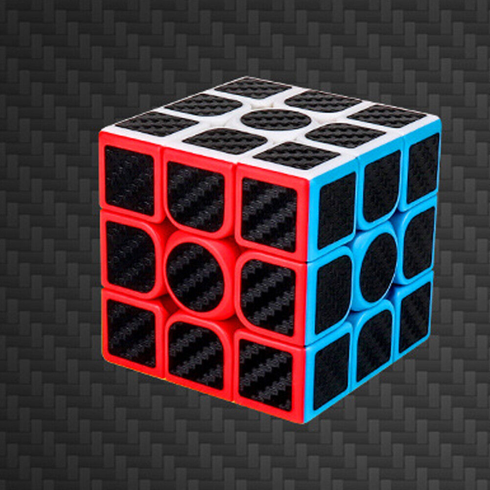 US 1-2 Pc Full Sized Speed Cube Carbon Fiber 3x3 Rubix Magic Puzzle Twist Toy