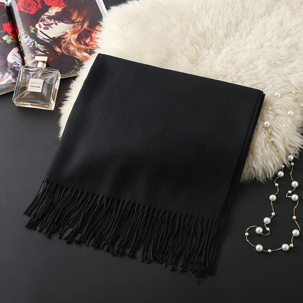 US Oversize Cashmere Scotland Wool Shawl Wrap Solid Blanket Mens Womens Scarf