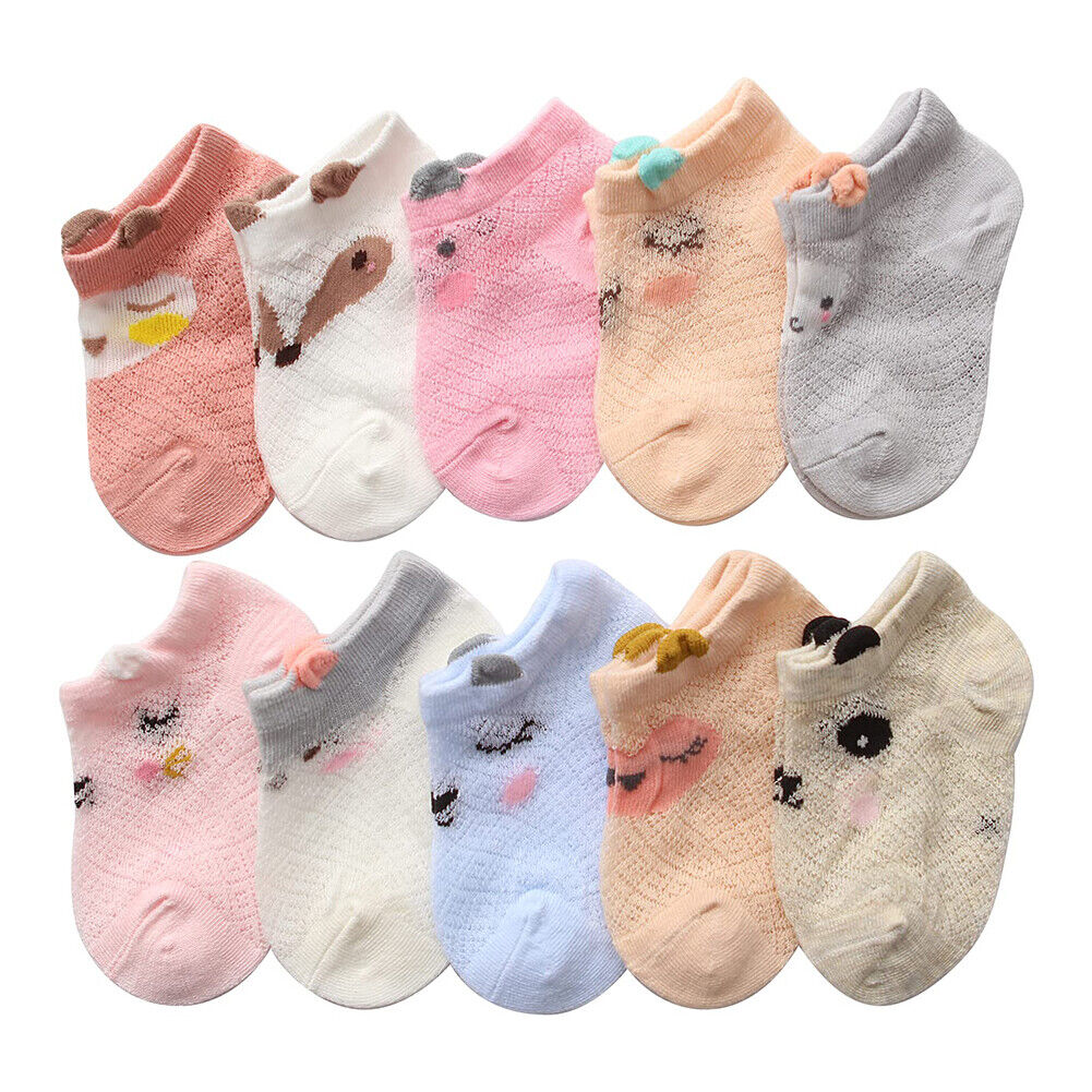 US 10 Pairs Baby Infant Toddler Kid Soft Mesh Sheer Light Anti-Odor Summer Socks
