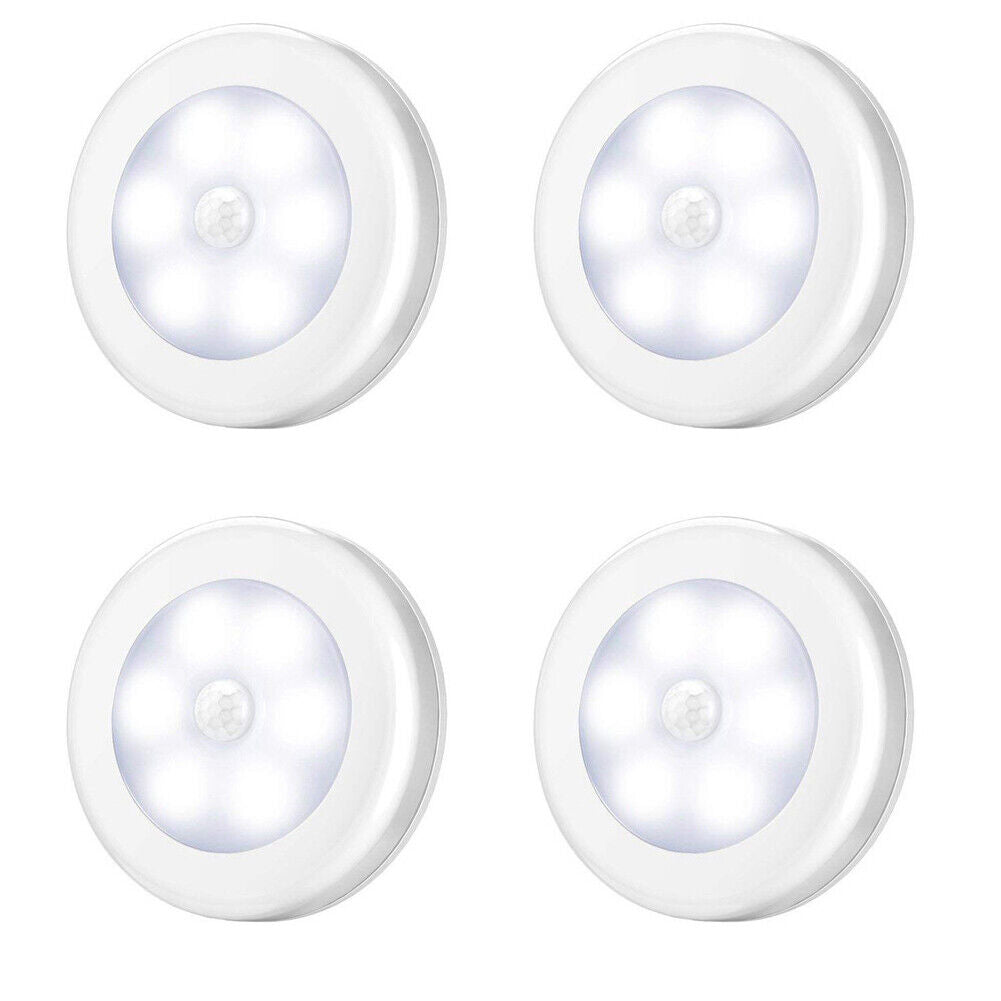 US 4-8 Pcs Motion Sensor Light Closet Battery Powered LED Night Step Indoor Wall