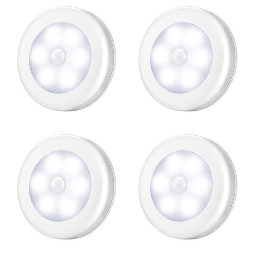 US 4-8 Pcs Motion Sensor Light Closet Battery Powered LED Night Step Indoor Wall