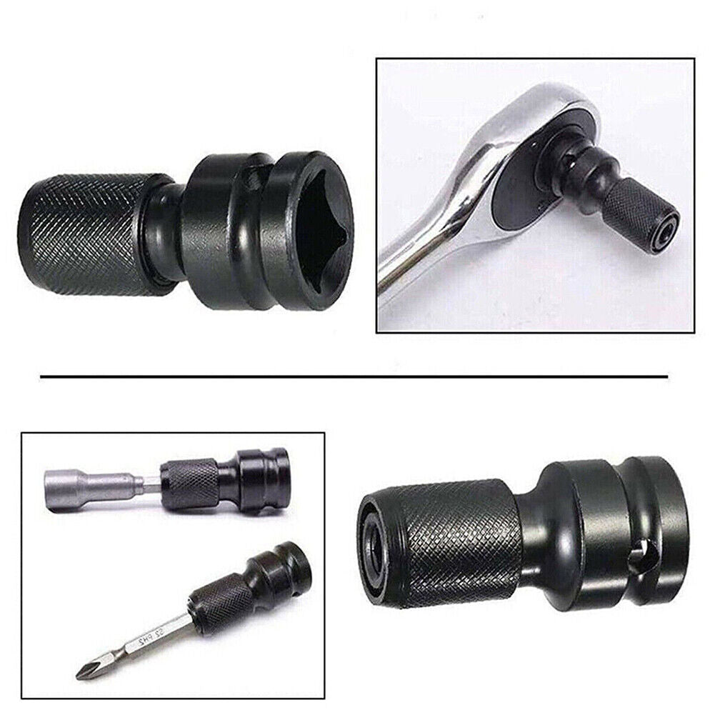 US 2-4 Pcs  1/2" Drive To 1/4" Socket Adapter Hex Drill Chuck Change
