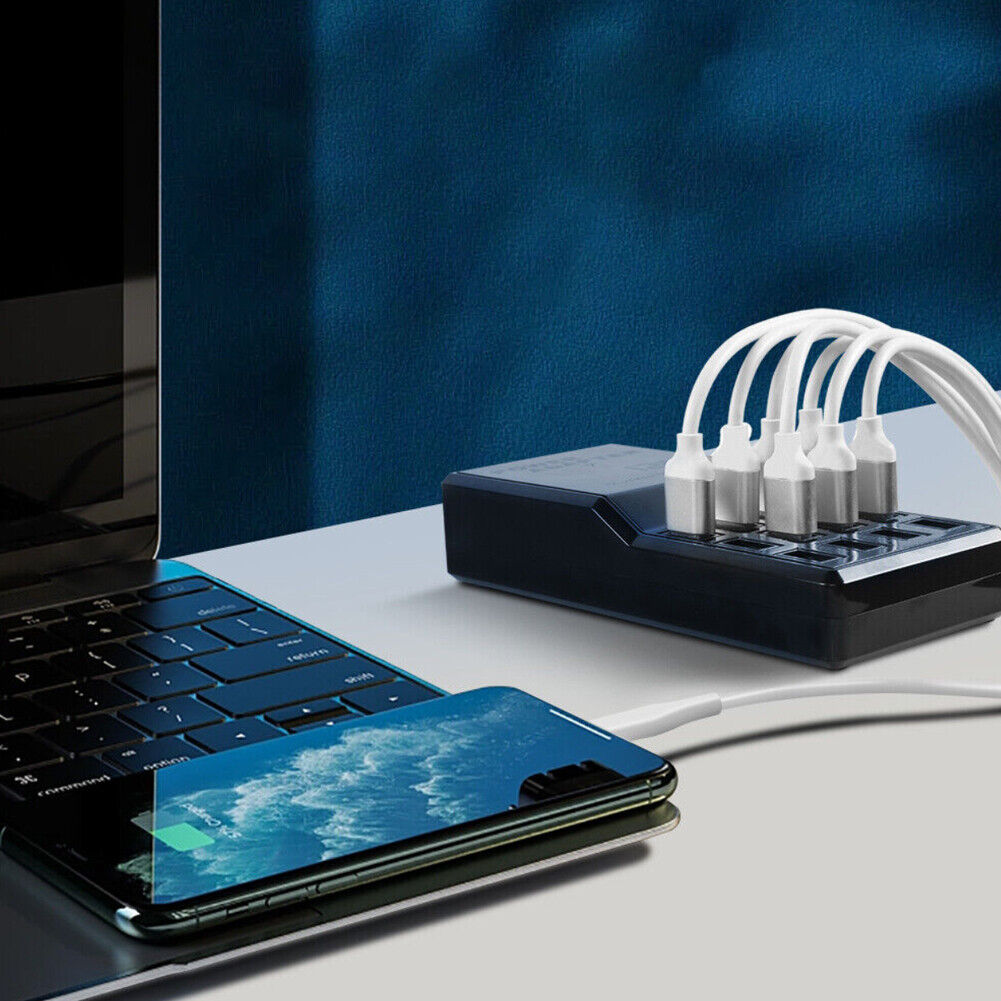 US Multi 12 Port USB Charging Station Hub Desktop Wall Phone Charger Organizer