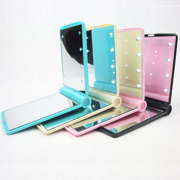 Makeup Cosmetic Folding Portable Compact Pocket Mirror with 8 LED Lights Lamps
