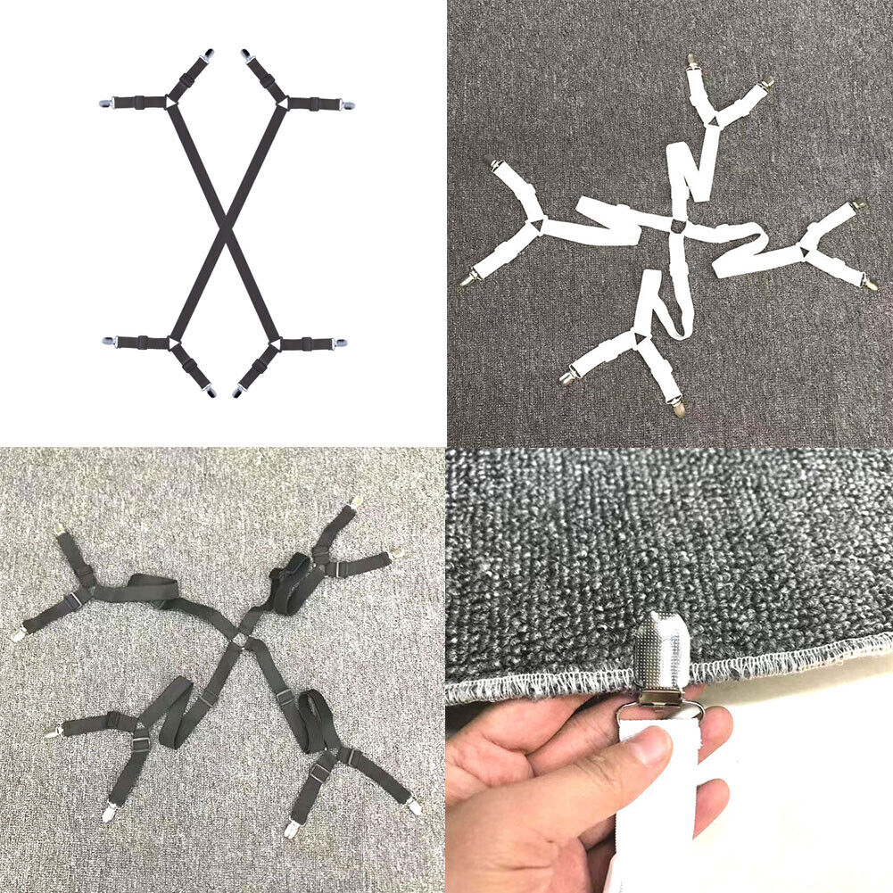 US 1-2 Bed Sheet Clips 8-Clip Grippers Suspender Straps Mattress Fastener Holder