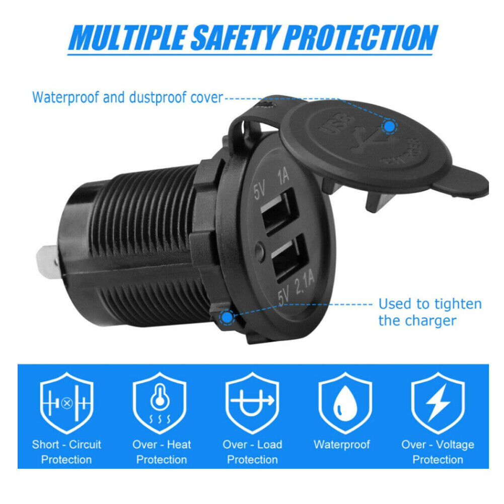 US 2-4 Pcs USB Dual Port Car Phone Quick Charger Socket Adapter Power Outlet 12V