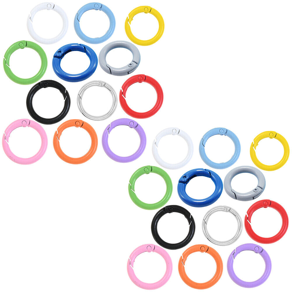 US 12-24Pc Spring O Rings Round Carabiner Snap Clip 28MM Zinc Alloy Round Key