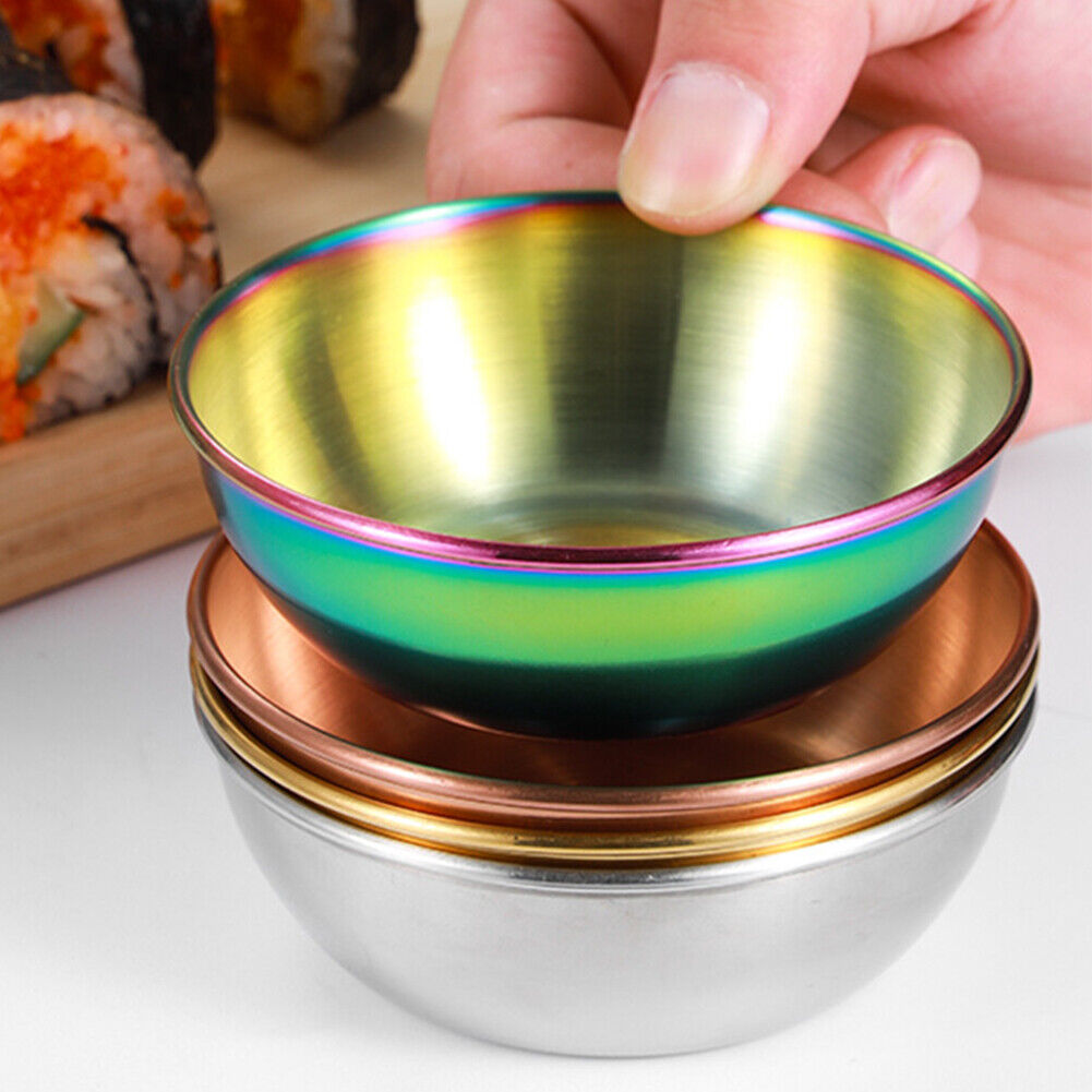 US 8-16 Pc 3.2” Stainless Steel Sauce Dish Saucers Dipping Bowl Appetizer Plates