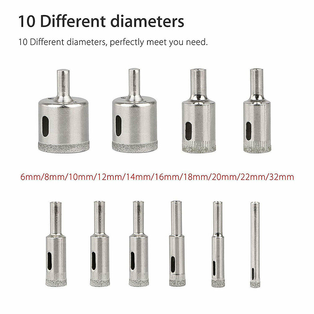 US 10-20pcs Diamond Drill Bit Set Glass Tile Wood Hole Core Ceramic Cutting Tool