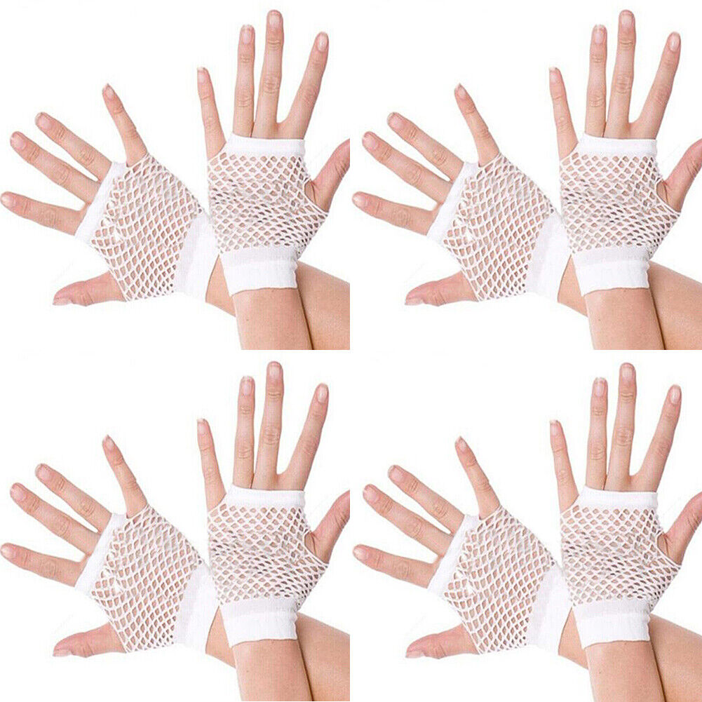 US 2~4 Pairs Women Short Fishnet Glove Sexy Gothic Party Mesh Fingerless Gloves