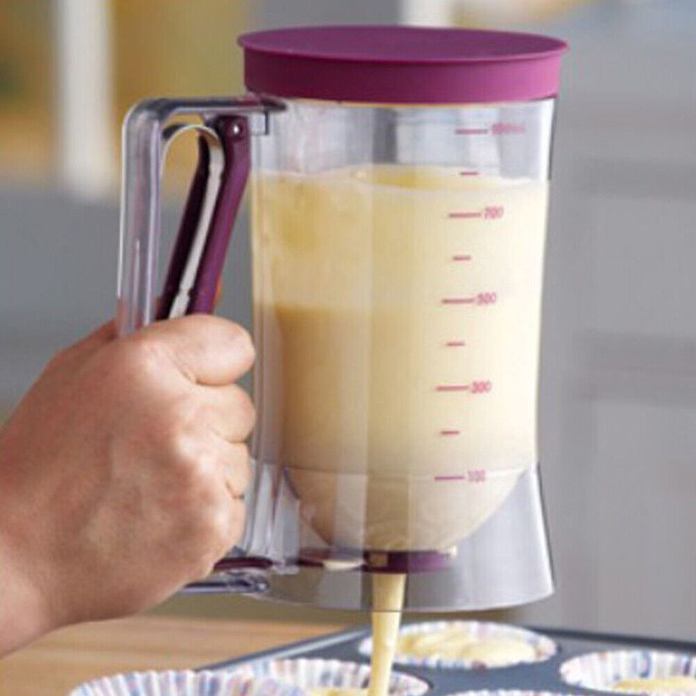 US 1-2Pc Pancake Batter Dispenser Cupcake Measuring Baking Kitchen Mix Tool900ml