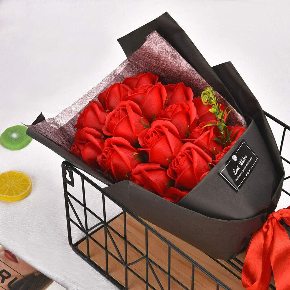 US 18 Pcs Eternal Rose Soap Flower Bouquet Valentine's Day Gift Girlfriend Wife