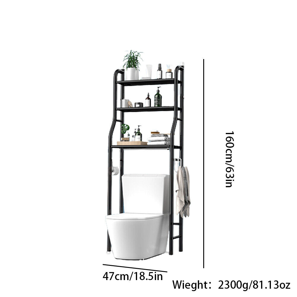 US Over The Toilet Storage Rack 3-Tier Metal Bathroom Shelf Space Saver Rack