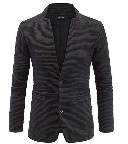 Nidicus Mens British Retro Slim Ribbed Blazer with Contrast Elbow Patch