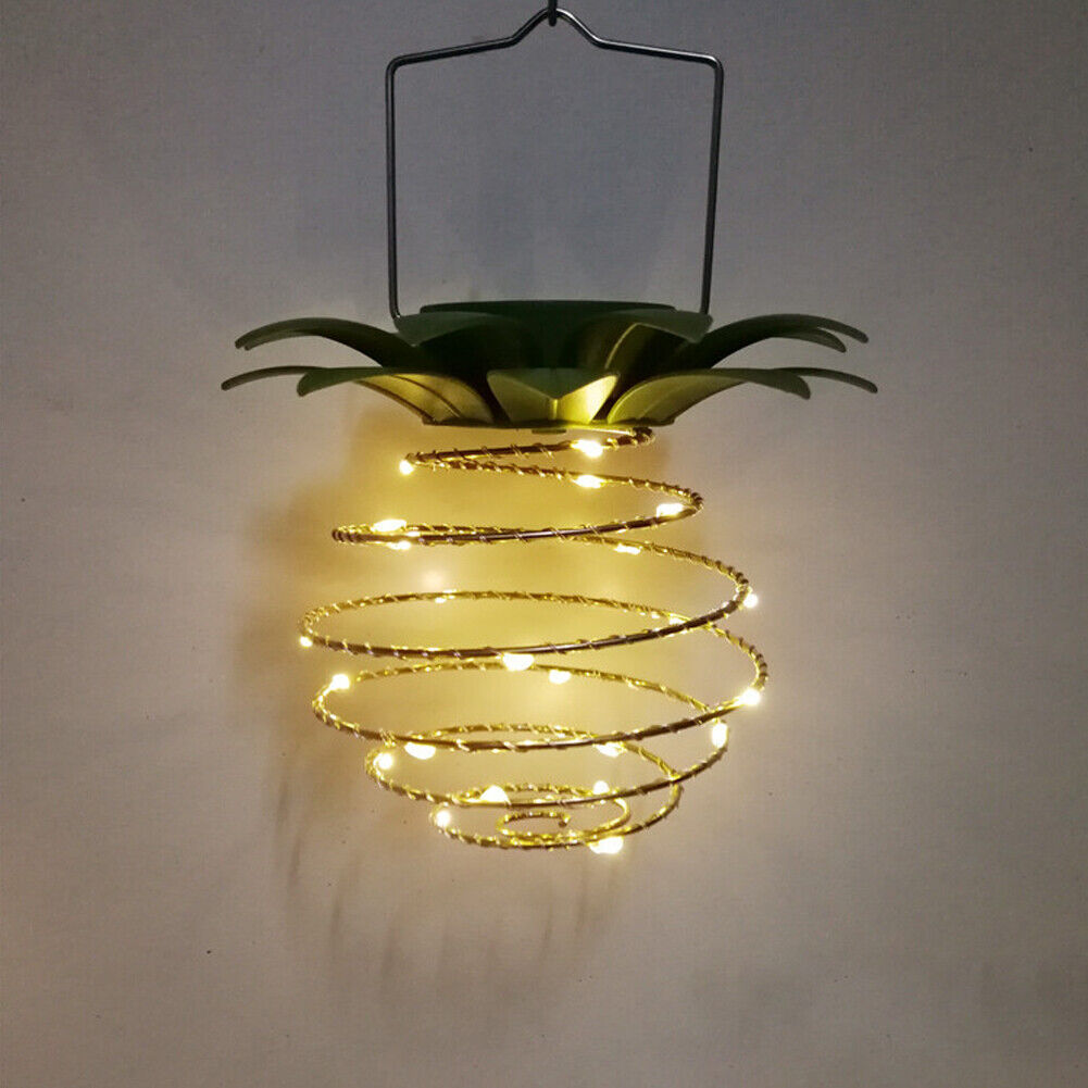 US 2-4Pc 24-LED Pineapple Hanging Lamp Solar Wind Chimes Garden Decor Waterproof