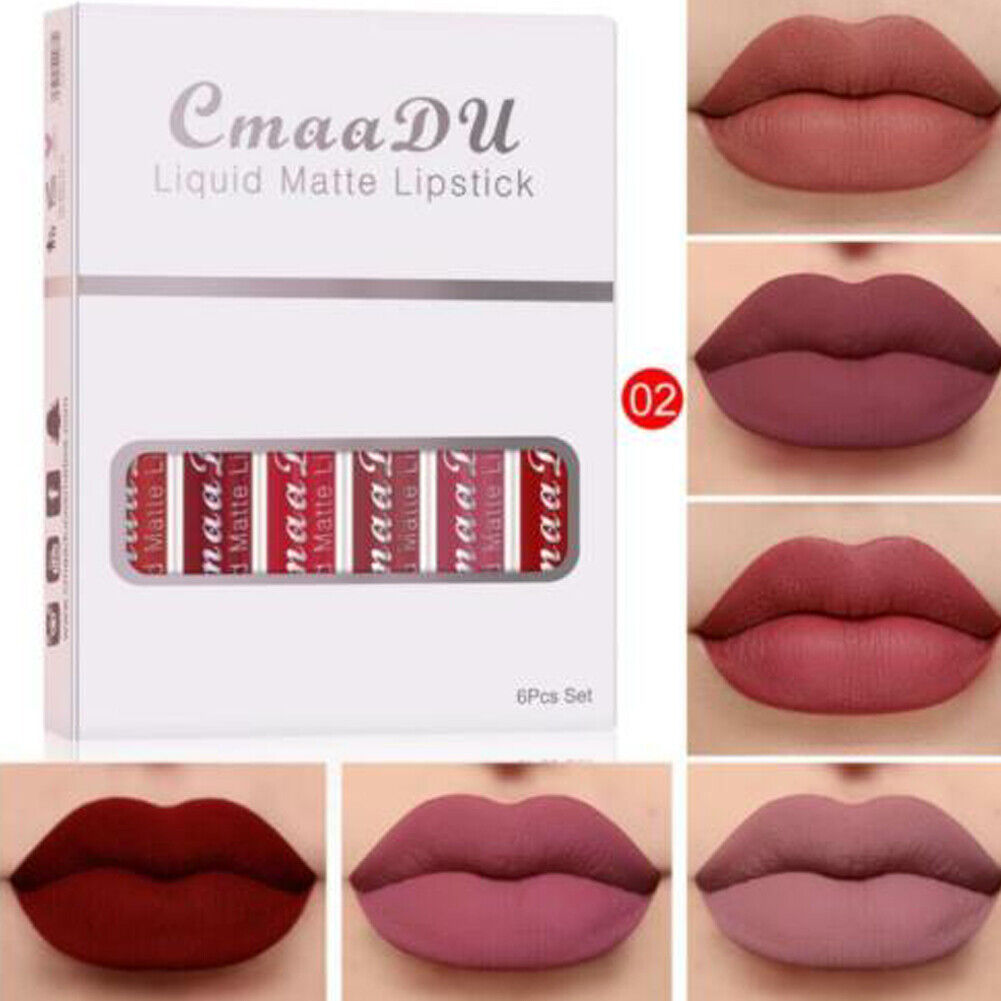 US 6-12 Pack Set Lipstick Matte Finish Liquid Lip Gloss Long Lasting Waterproof