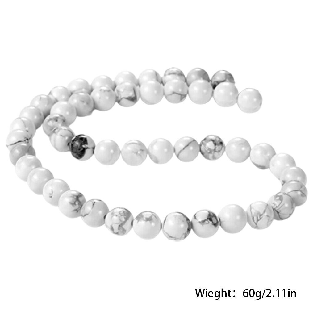 US 8mm 15" Strands Natural Polished Howlite Stone Loose Bead For Jewelry Making