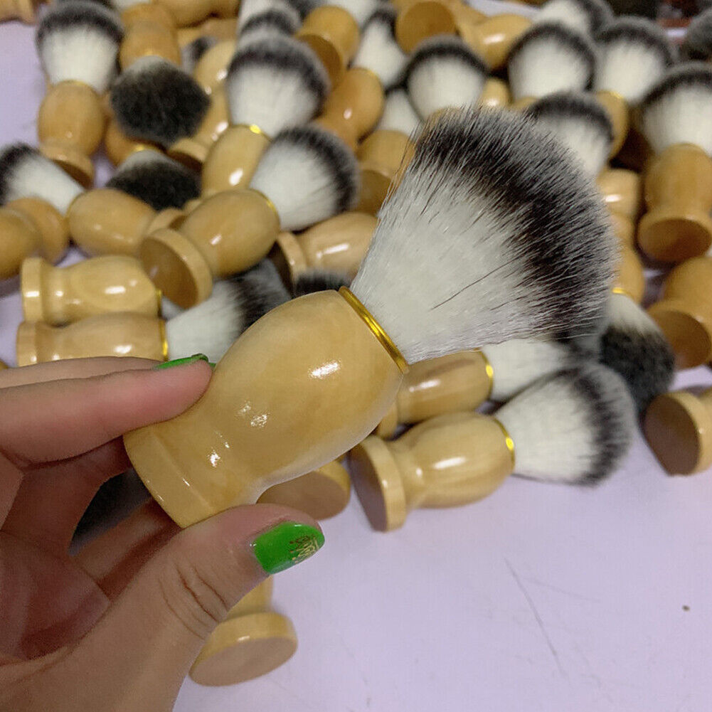 US 2-4 Pc Shaving Brush Perfect Shave Barber Hard Wooden Handle Badger Hair Soft