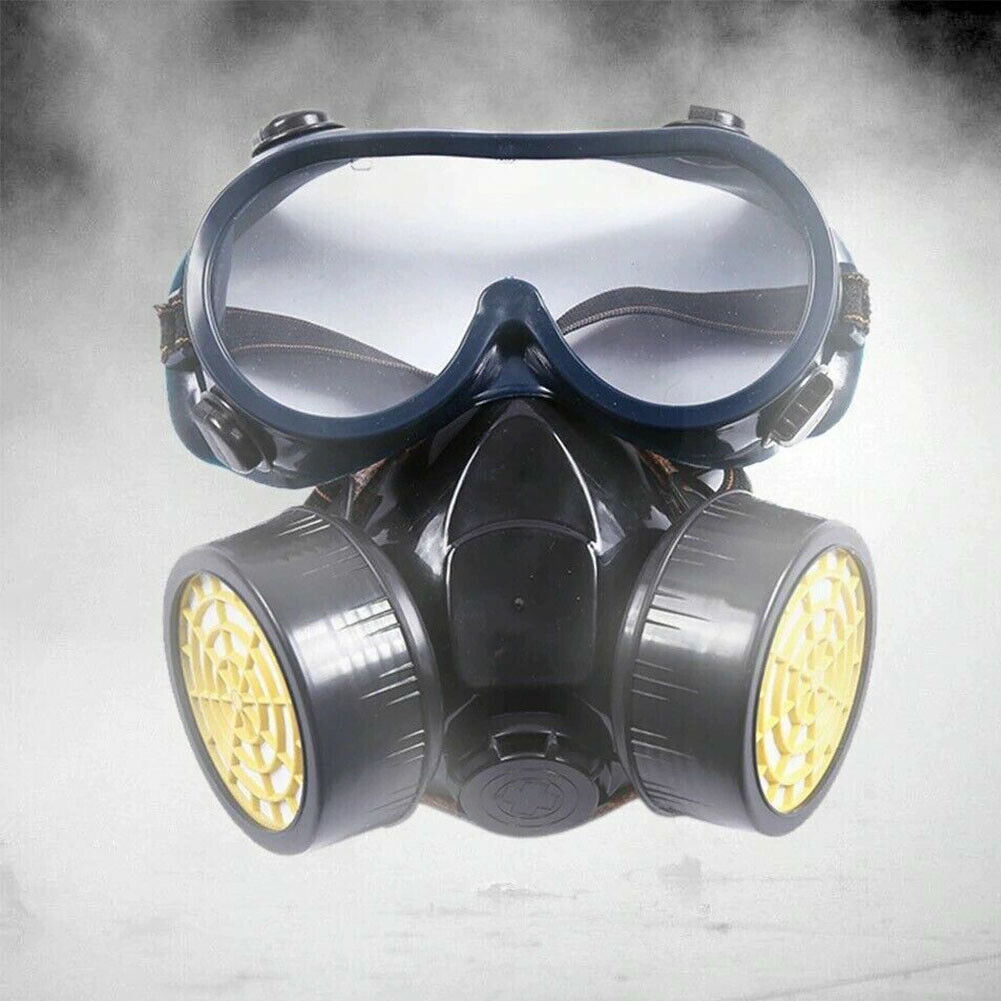 US 1-2Pc Emergency Survival Safety Respiratory GasMask Goggles Protection Filter