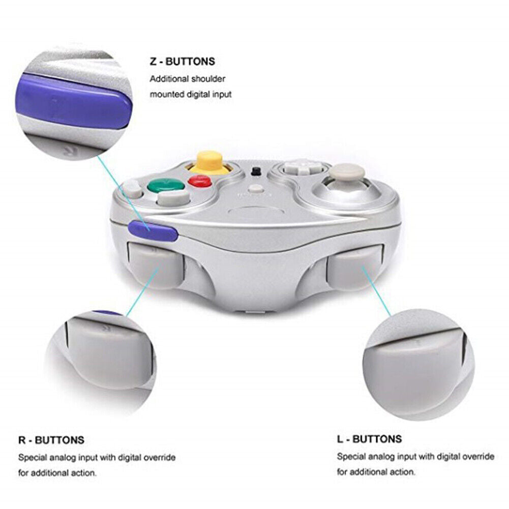 US Wireless Game Controller W/ Adapter For Nintendo Gamecube Retro GC NGC
