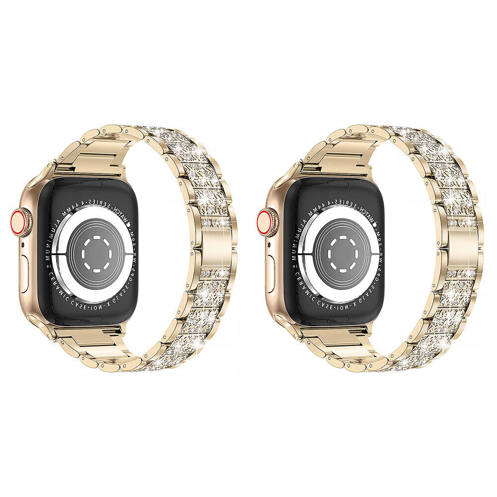 US Bling Diamond Stainless Steel Band Strap For Apple iWatch Series 1-7, 38-44MM