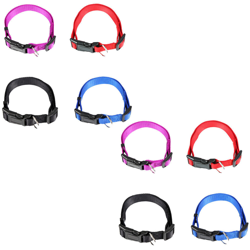 US 4-8 Pack Dog Pet Adjustable Nylon Collar Small Medium L XL With Buckle Puppy
