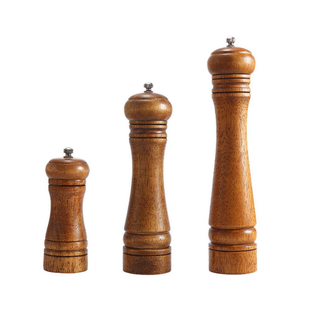 US 1-2 Pc Kitchen Tools Cooking Pepper Grinder Hand Movement Wood Pepper Mill