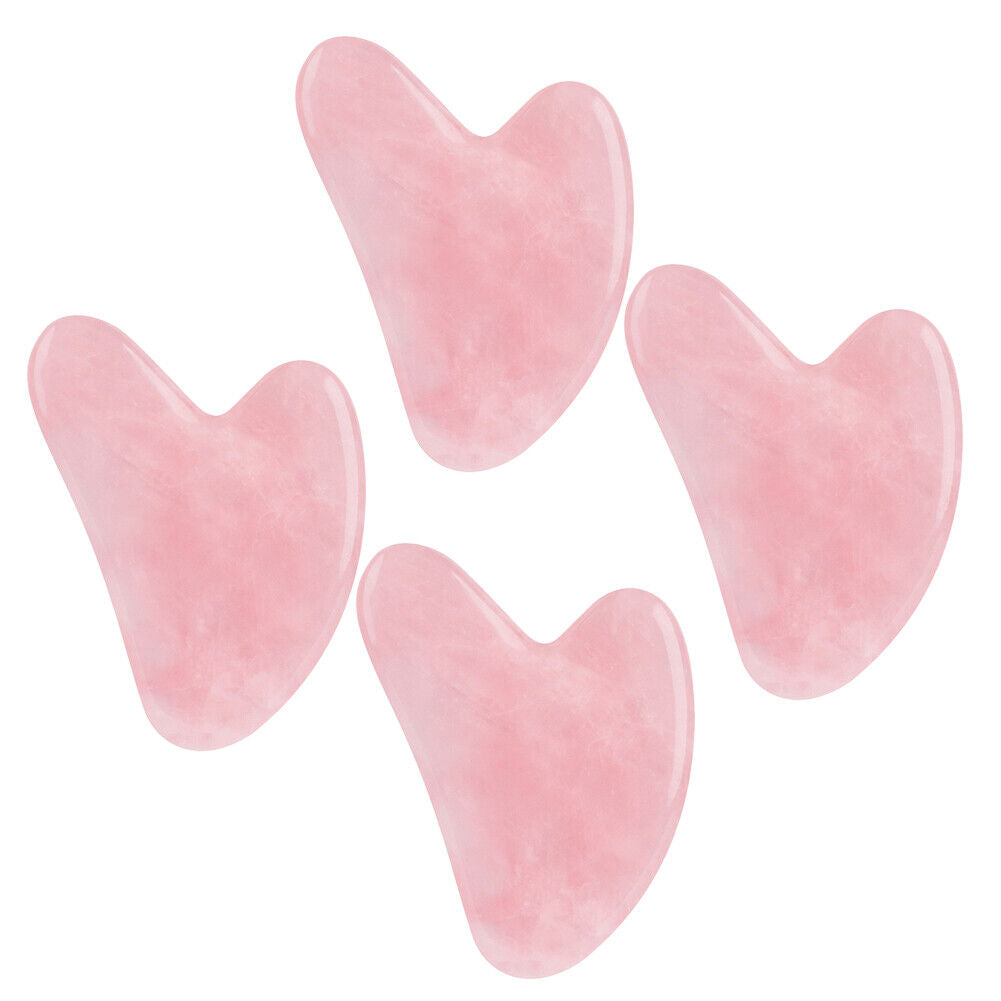 US 2 Pc Rose Quartz Gua Sha Massage Crystal Stone Tool Approx 60x80mm