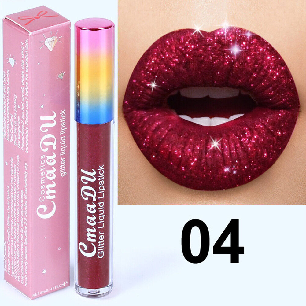 US 6-12 Pc Set 6 Color Glitter Liquid Lipstick Waterproof Long Lasting Lip Gloss