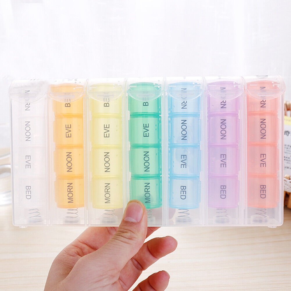 US 2-4 Pack Weekly Pill Organizer Planner 7 Day Container Medicine Pop Up