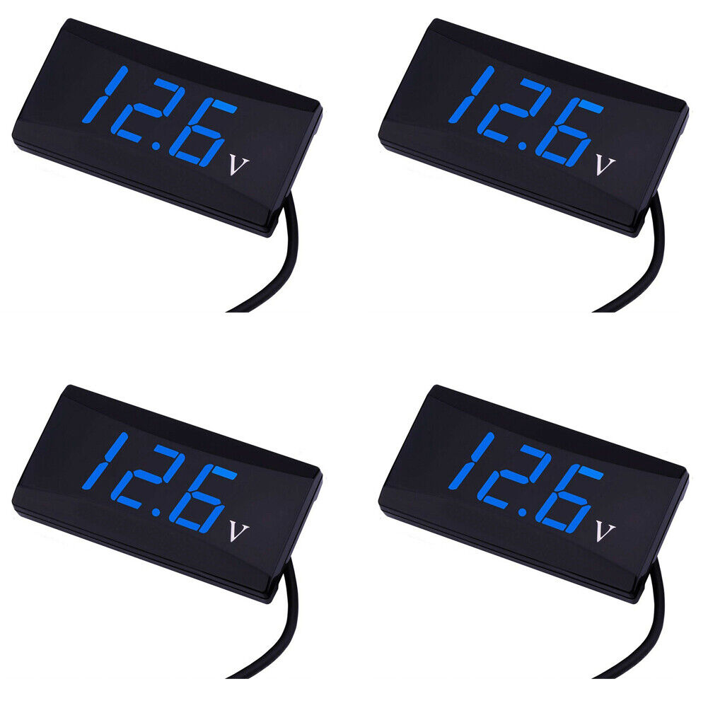 US 2-4 Pcs Upgraded 12V Voltage Gauge LED Digital Display Panel Meter Motorcycle
