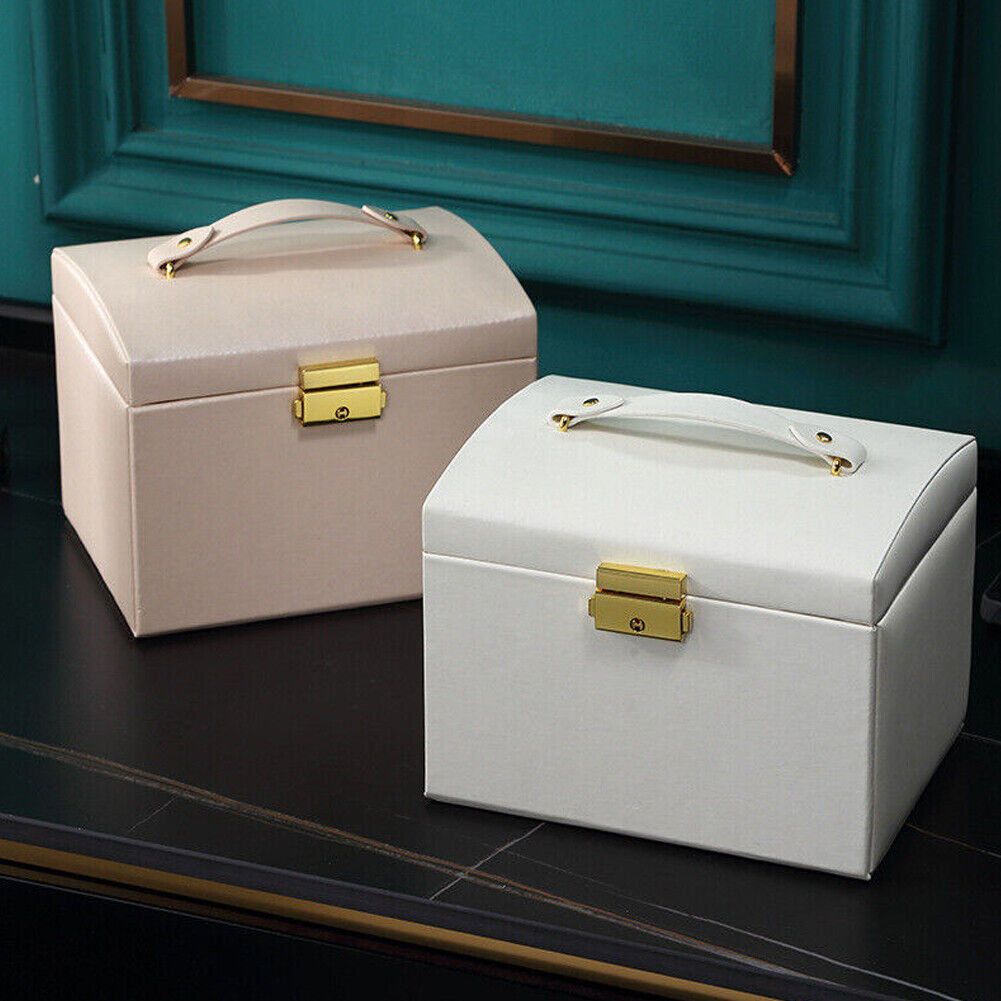 US Large Box Layers Jewelry Organizer Case Portable Travel Lockable Gift Fashion