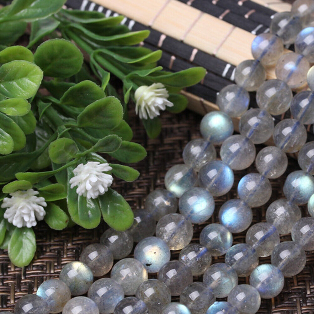 US 6/8 mm Light Gray Labradorite Bead Genuine Natural Grade 3A Gemstone Round