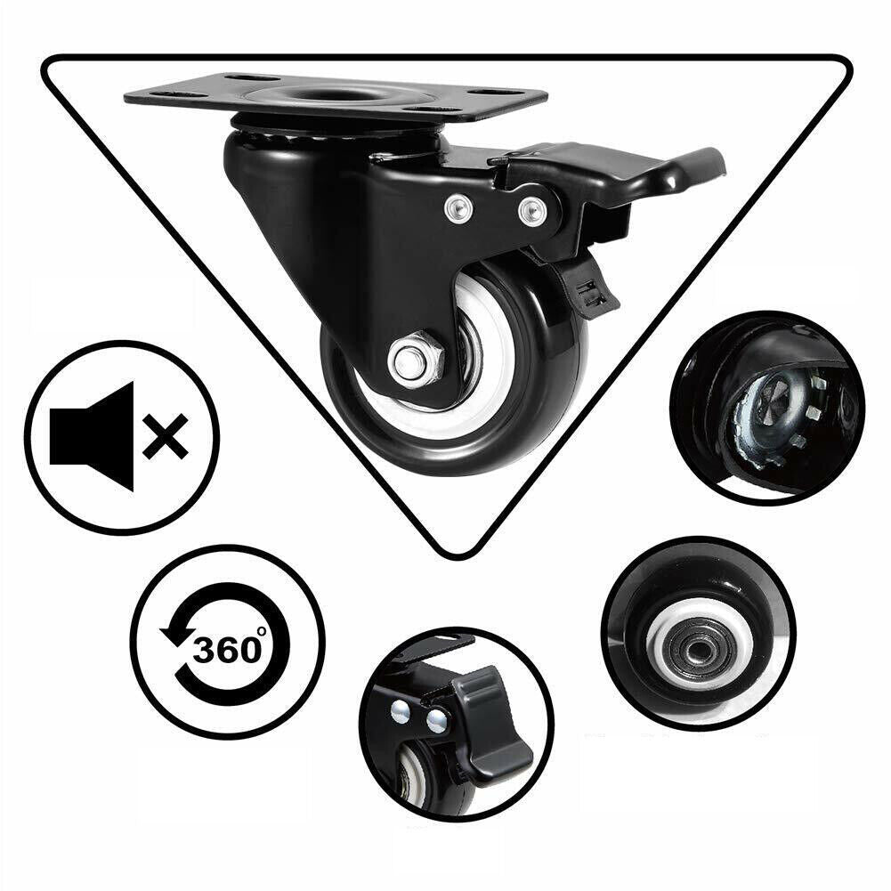 US 4-8Pc Heavy Duty Swivel Casters with Lock Brakes 2" Polyurethane Wheels
